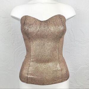 Cecico Rose Gold Reptile Print Strapless Bodice Corset NEW